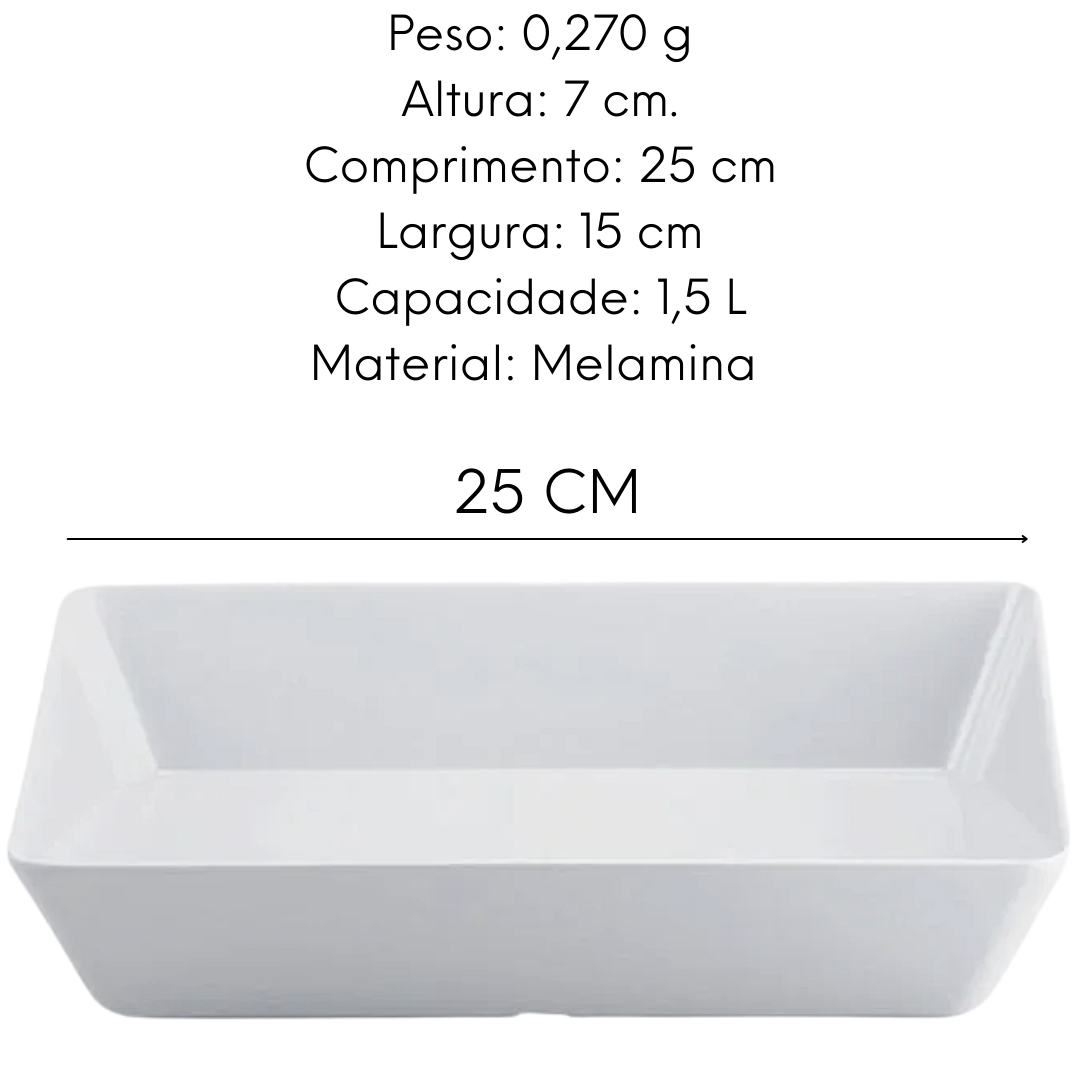 Saladeira 1,5L Travessa Retangular Melamina Bestfer