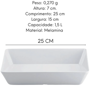 Saladeira 1,5L Travessa Retangular Melamina Bestfer