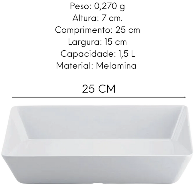 Saladeira 1,5L Travessa Retangular Melamina Main Image