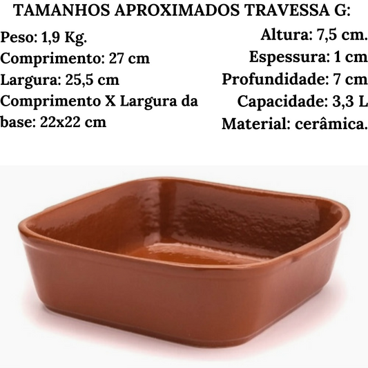 Travessa Refrataria Quadrada Cerâmica G 3,3 L