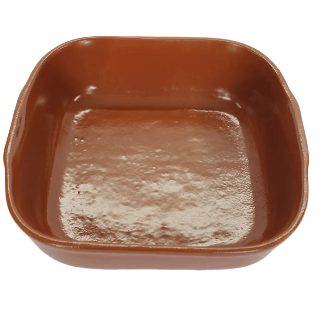 Travessa Cerâmica Quadrada Artesanal com 24,5 cm. Bela Porcelana