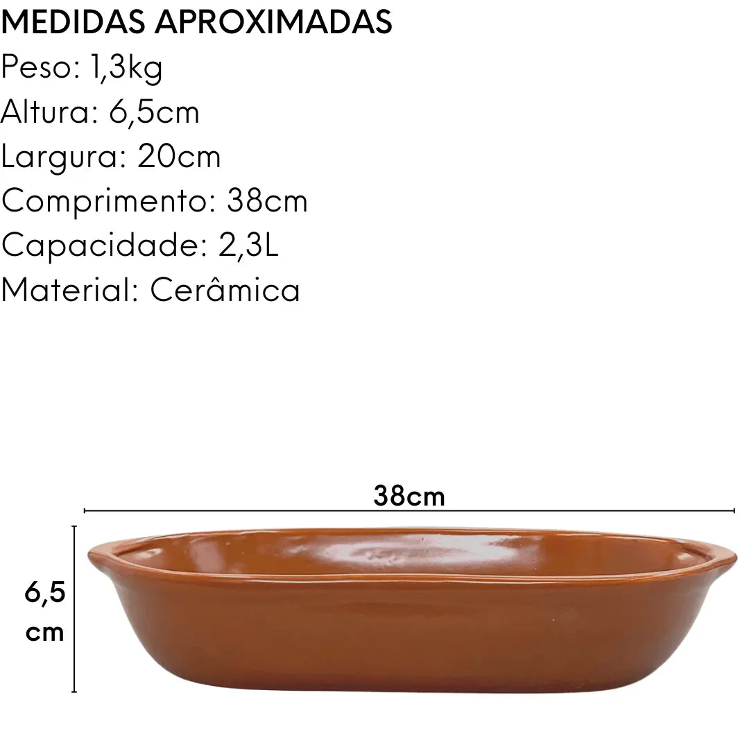 Travessa Cerâmica Artesanal com 36,2 cm Bela Porcelana