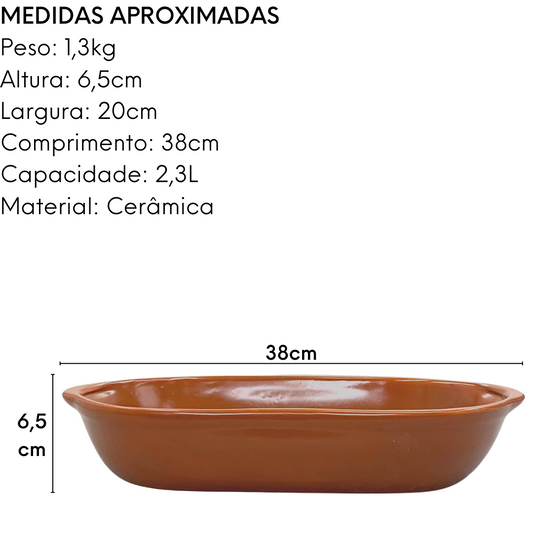 Travessa Cerâmica Artesanal com 36,2 cm