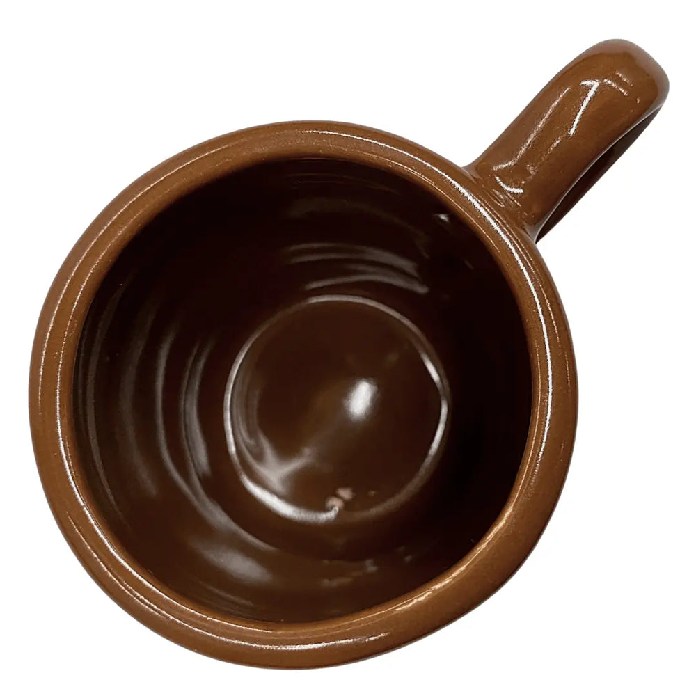 Caneca Marrom Barro C/ Alça Rustica Esmaltada 200ml Bela Porcelana