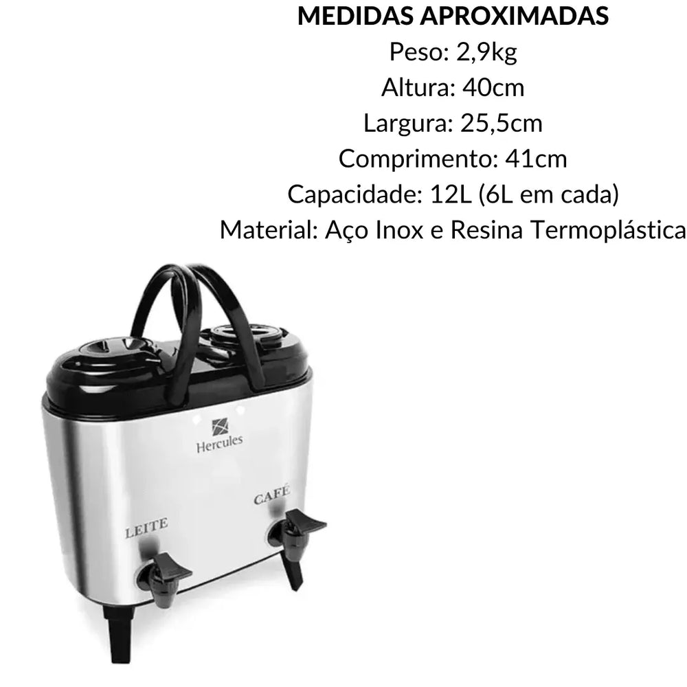 Botijão Térmico Duplo 12l Hercules Hercules