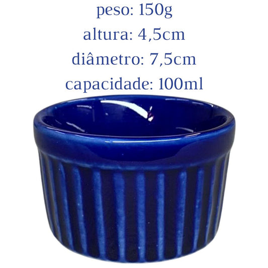 Ramekim 90 ml Azul Porcelana Refratário