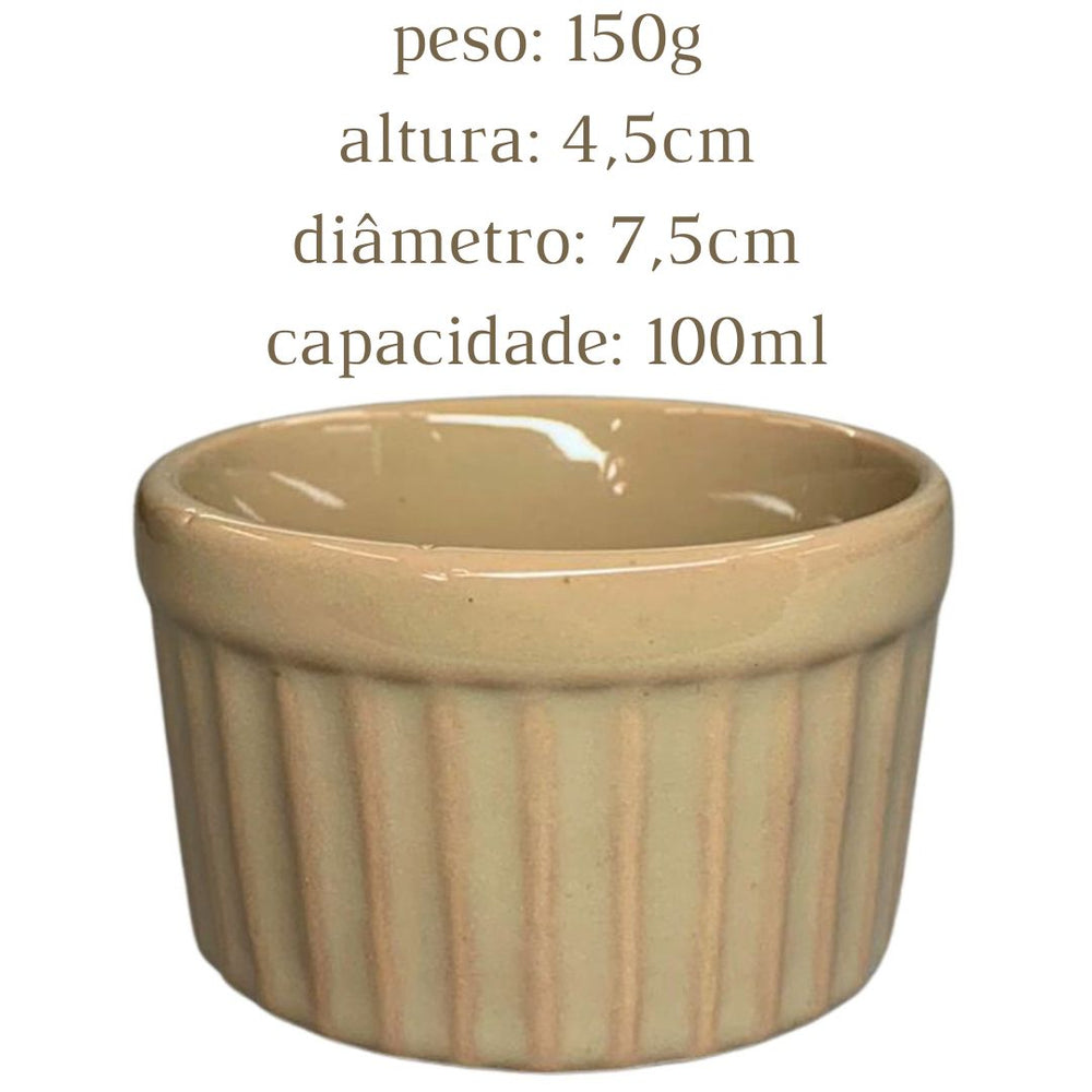 Ramekim Refratário 90 ml Bege de Porcelana BelaVista