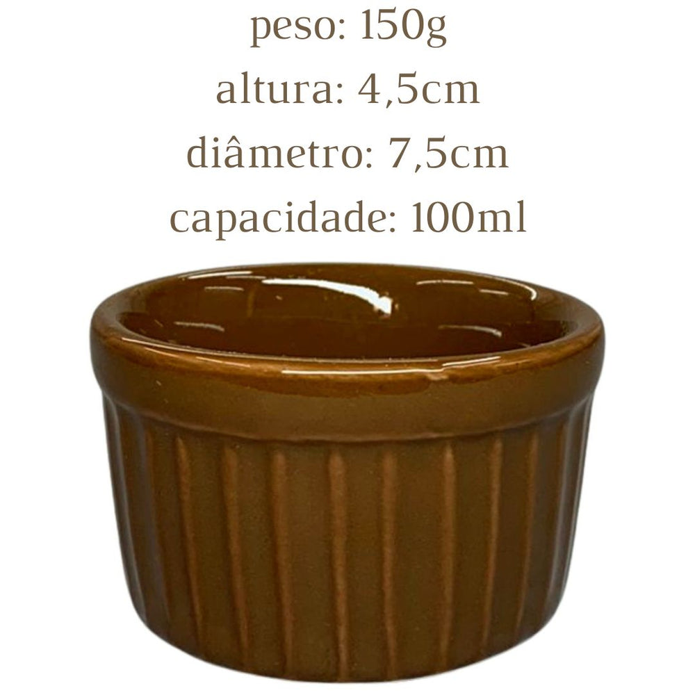 Ramekim Marrom 100 ML de Porcelana BelaVista