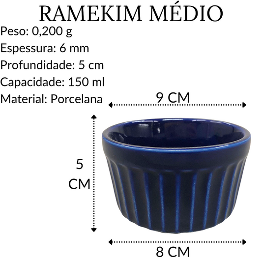 Ramekim Tigela Média Azul 150ml Porcelana