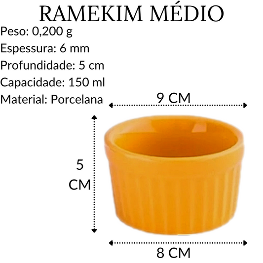 Ramekim Médio em Porcelana Laranja 150 ML