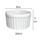 Ramekim Canelado Branco de Porcelana 150 ML BelaVista