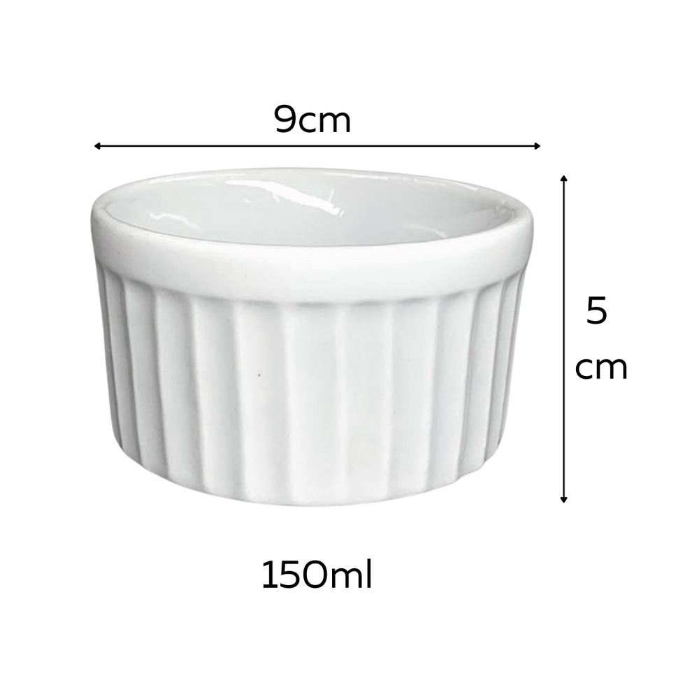 Ramekim Canelado Branco de Porcelana 150 ML BelaVista