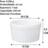 Ramekim em Porcelana de 200 ML Branco Canelado BelaVista