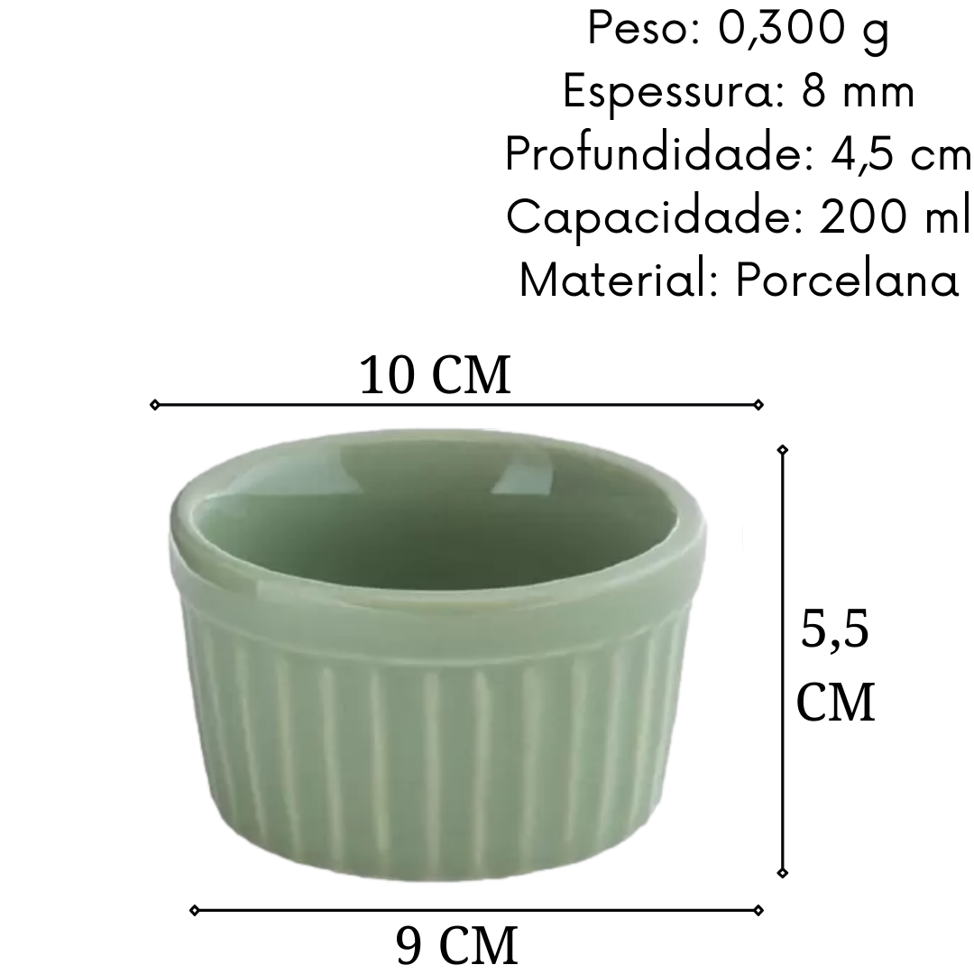 Ramekim de 200 ML Verde Claro Canelado BelaVista