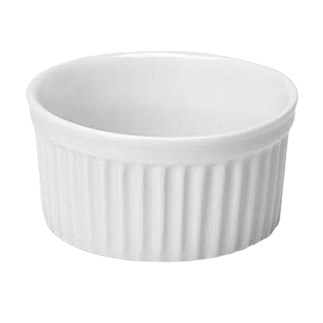 Mini Ramequim de Porcelana Canelado 50 ML Branco