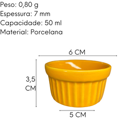 Mini Ramekim Laranja 50ml De Porcelana BelaVista