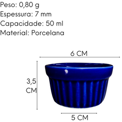 Ramekim Azul Cobalto de Porcelana 50 ML BelaVista