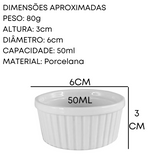 Mini Ramequim de Porcelana Canelado 50 ML Branco