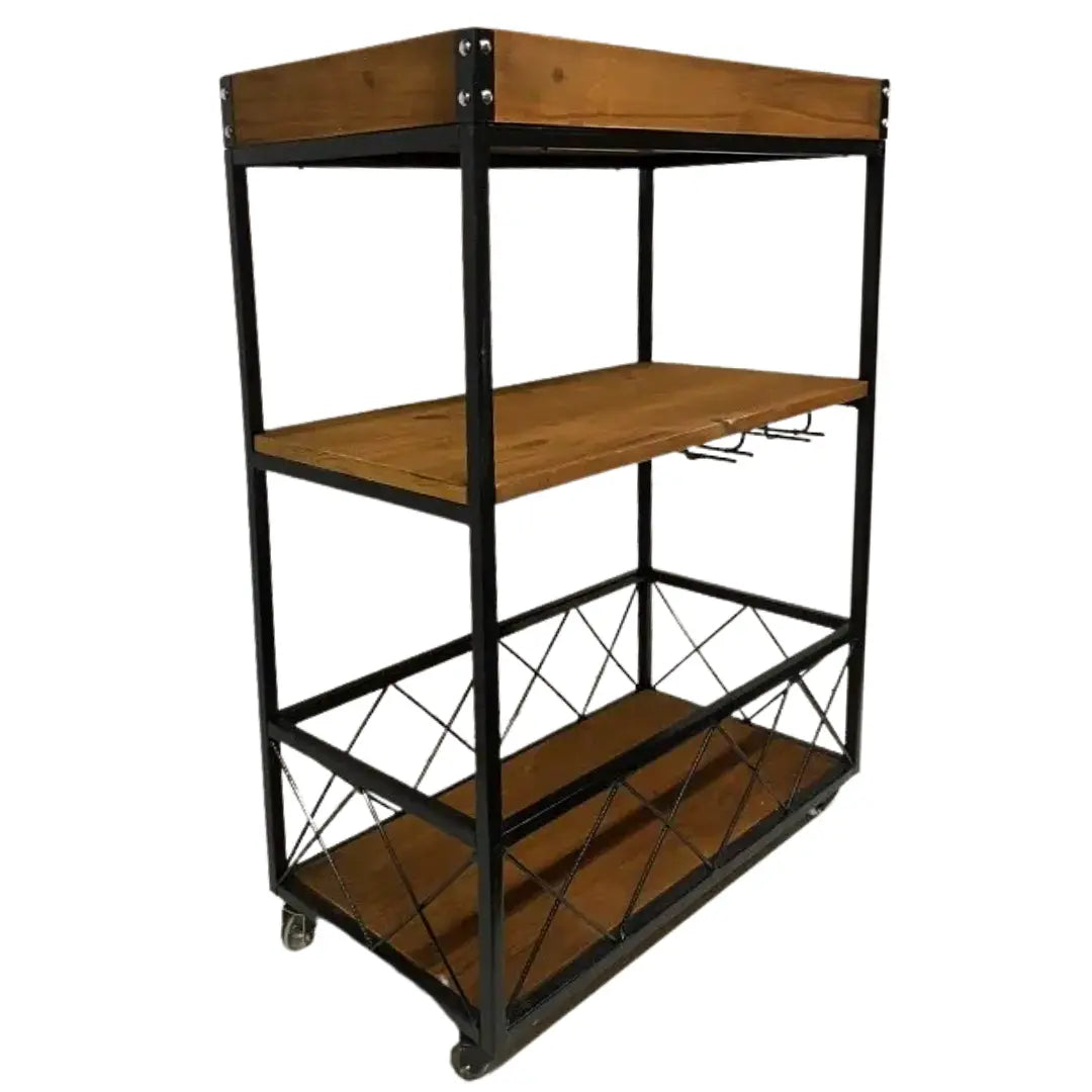 Carrinho Bar Industrial Madeira E Ferro Sob Medida Rustico A Gourmet