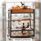 Carrinho Bar Industrial Madeira E Ferro Sob Medida Rustico A Gourmet