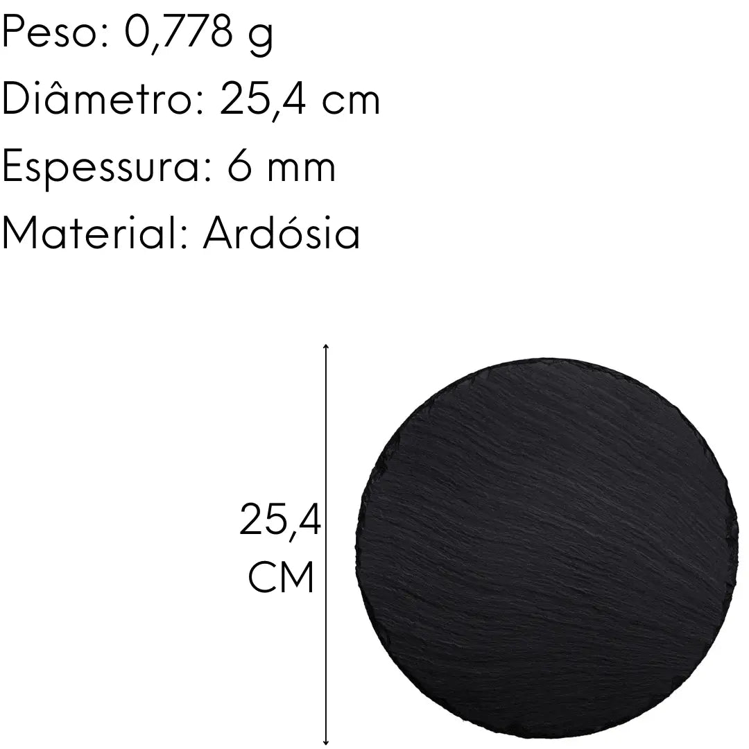 Tábua p/ Servir em Ardósia Redonda 25,4cm Oxford
