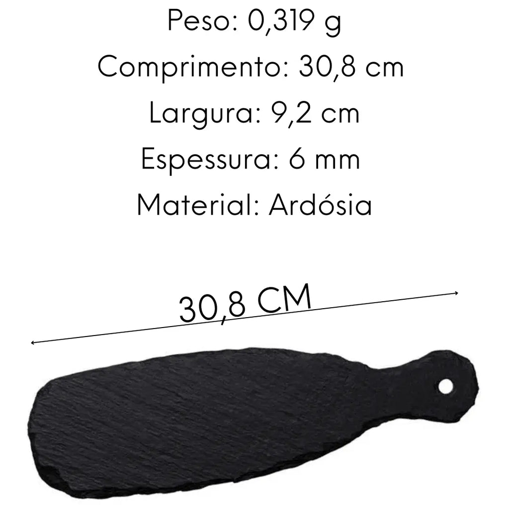 Tábua Comprida P/ Servir Em Ardósia 30,5cm Rústica Preta Oxford