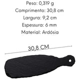 Tábua Comprida P/ Servir Em Ardósia 30,5cm Rústica Preta Oxford