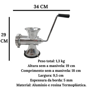 Moedor De Carne Manual Hercules Alumínio Hercules