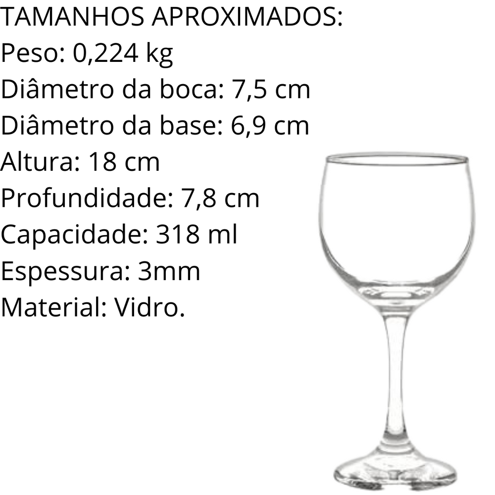 Taça Vinho Premiere 318 ML de Vidro Original