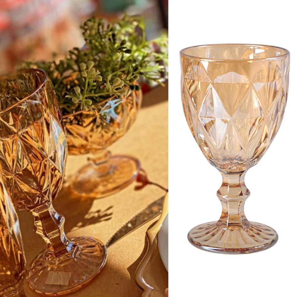 Taça Água Diamante Âmbar Metalizado 300ml Class Home