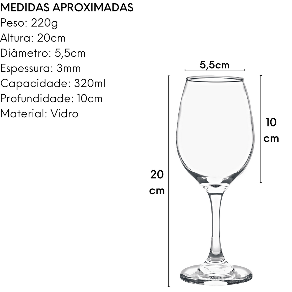 Taça Rioja Vinho Tinto 318 ML Vidro Class Home
