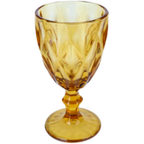 Taça Vidro Água Diamond Ambar Amarelo Transparente