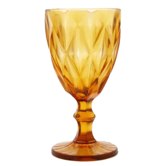 Taça Vidro Água Diamond Ambar Amarelo Transparente