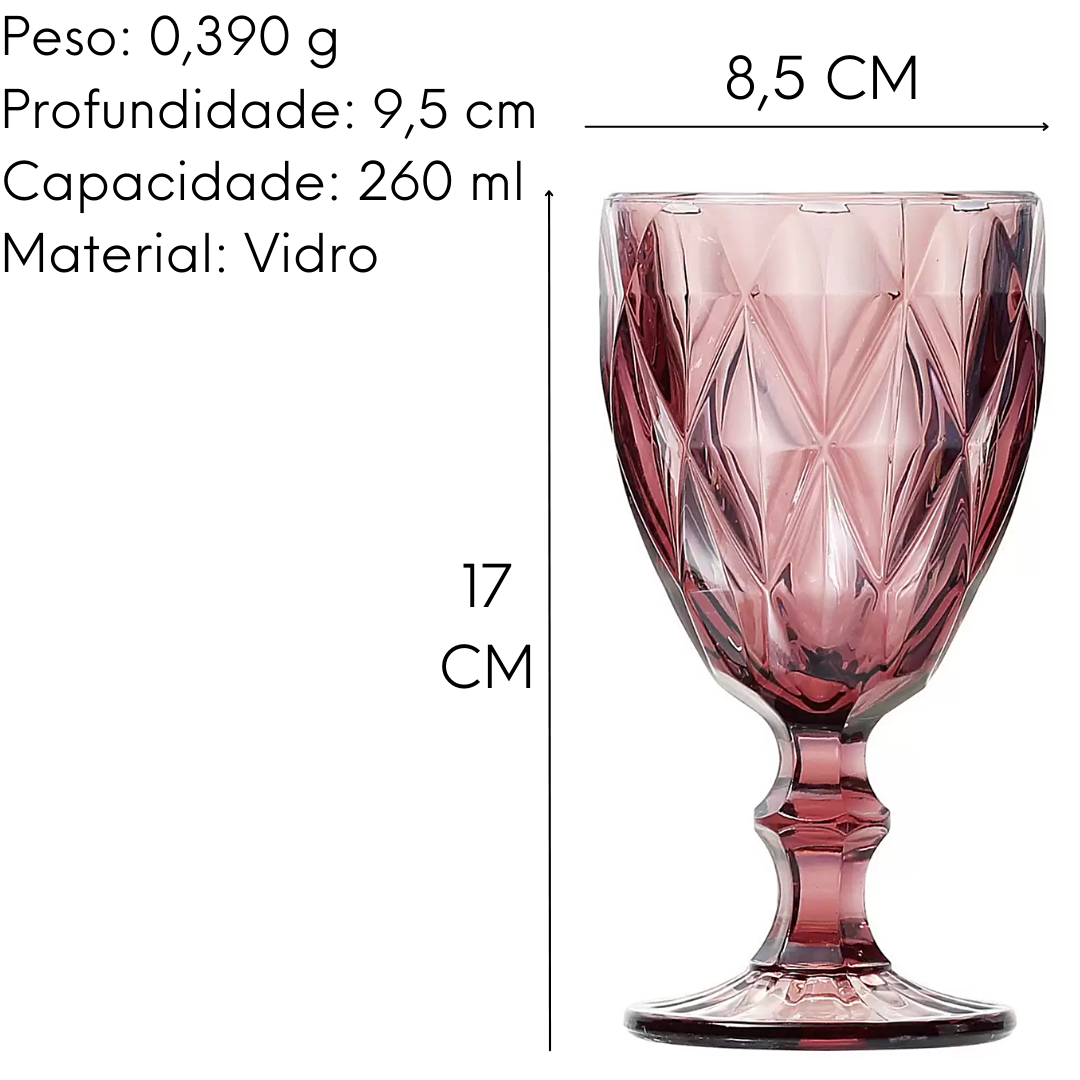 Taças De Agua Diamond Lilás 260ml Class Home