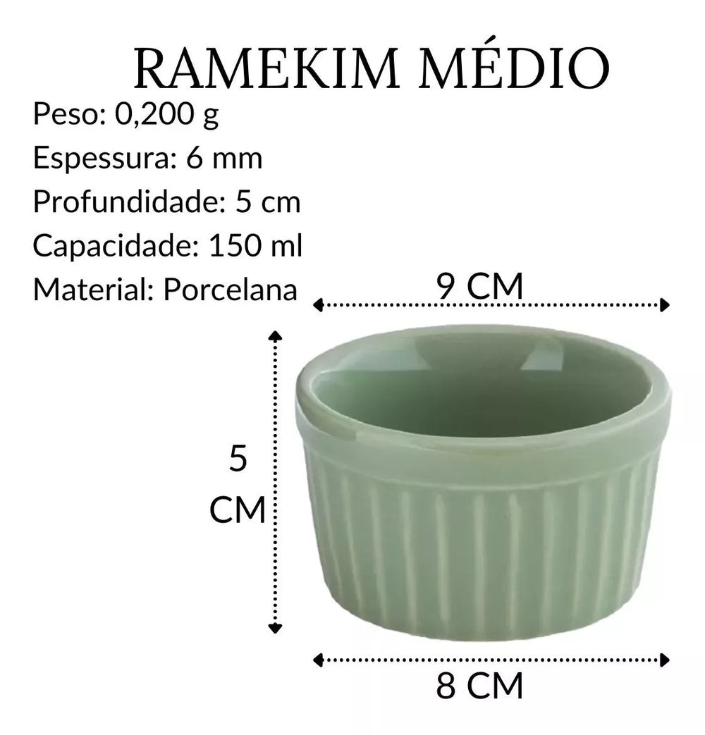Ramekim 150ml Porcelana Verde BelaVista