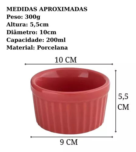 Ramekim Vermelho Porcelana 200ml BelaVista