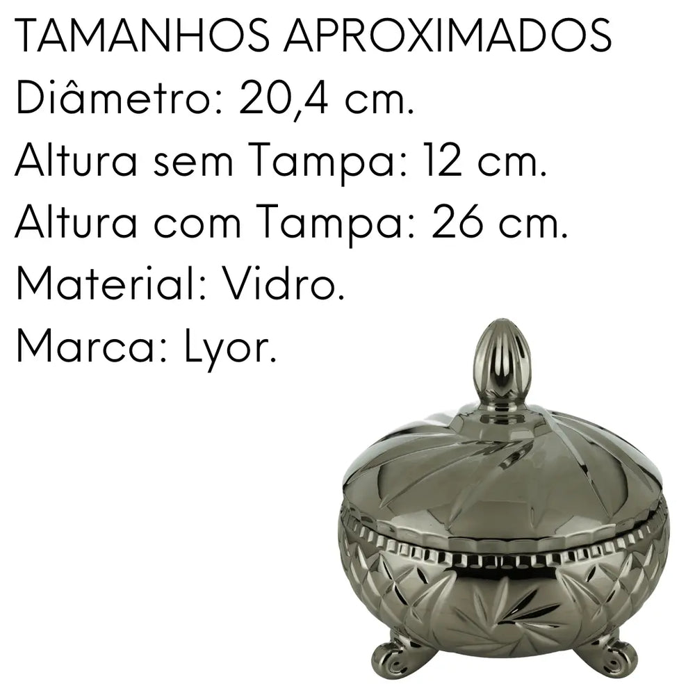 Potiche Cinza Metalizado Decorativo para Mesa Lyor