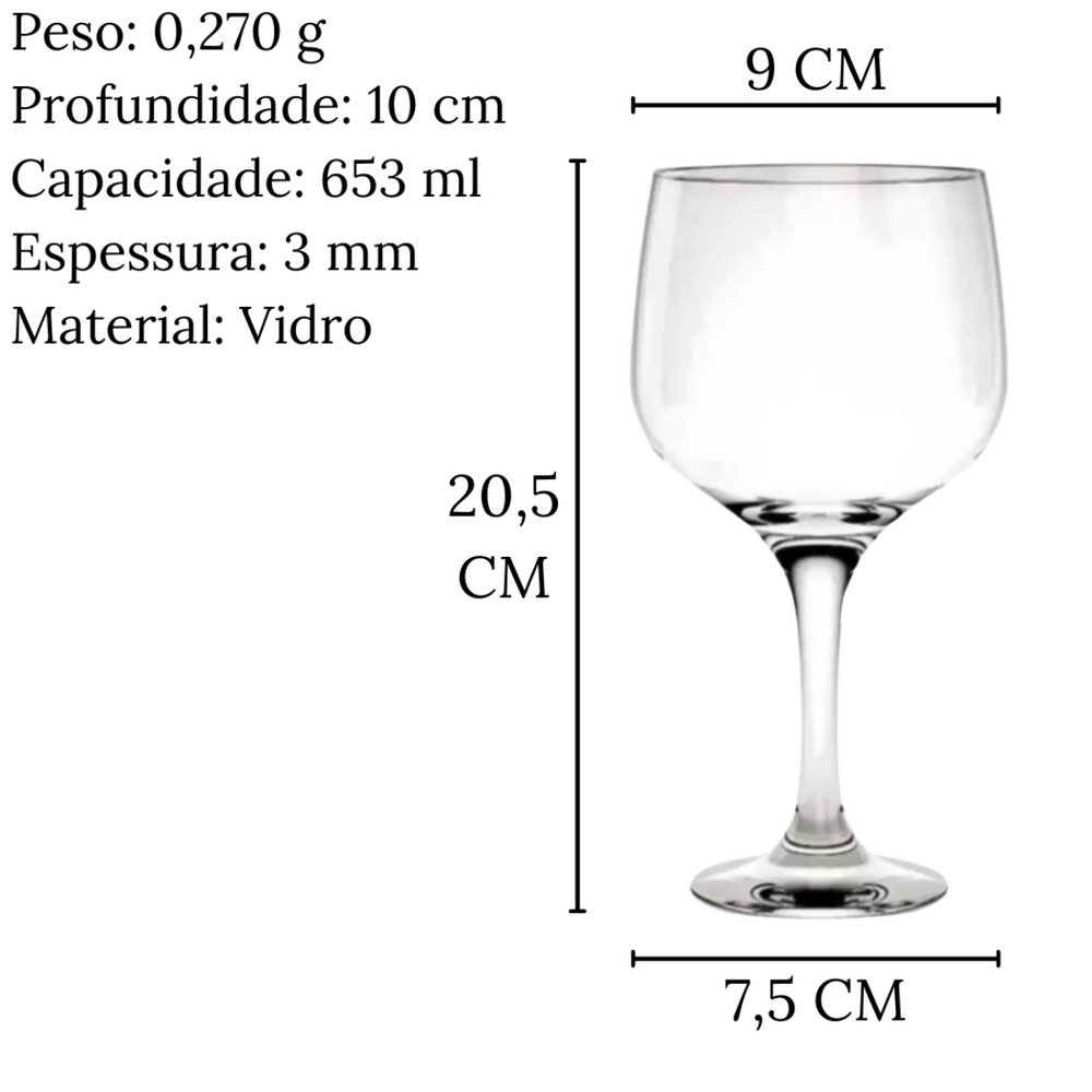 Taça Gin Ginebra 650ml Em Vidro Class Home