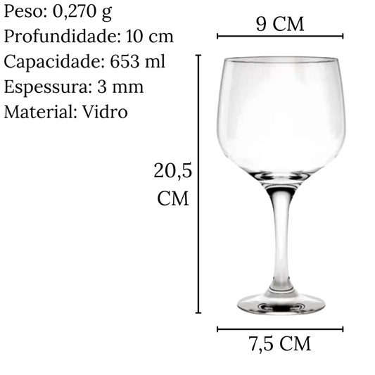 Taça Gin Ginebra 650ml Em Vidro Elegante Drink