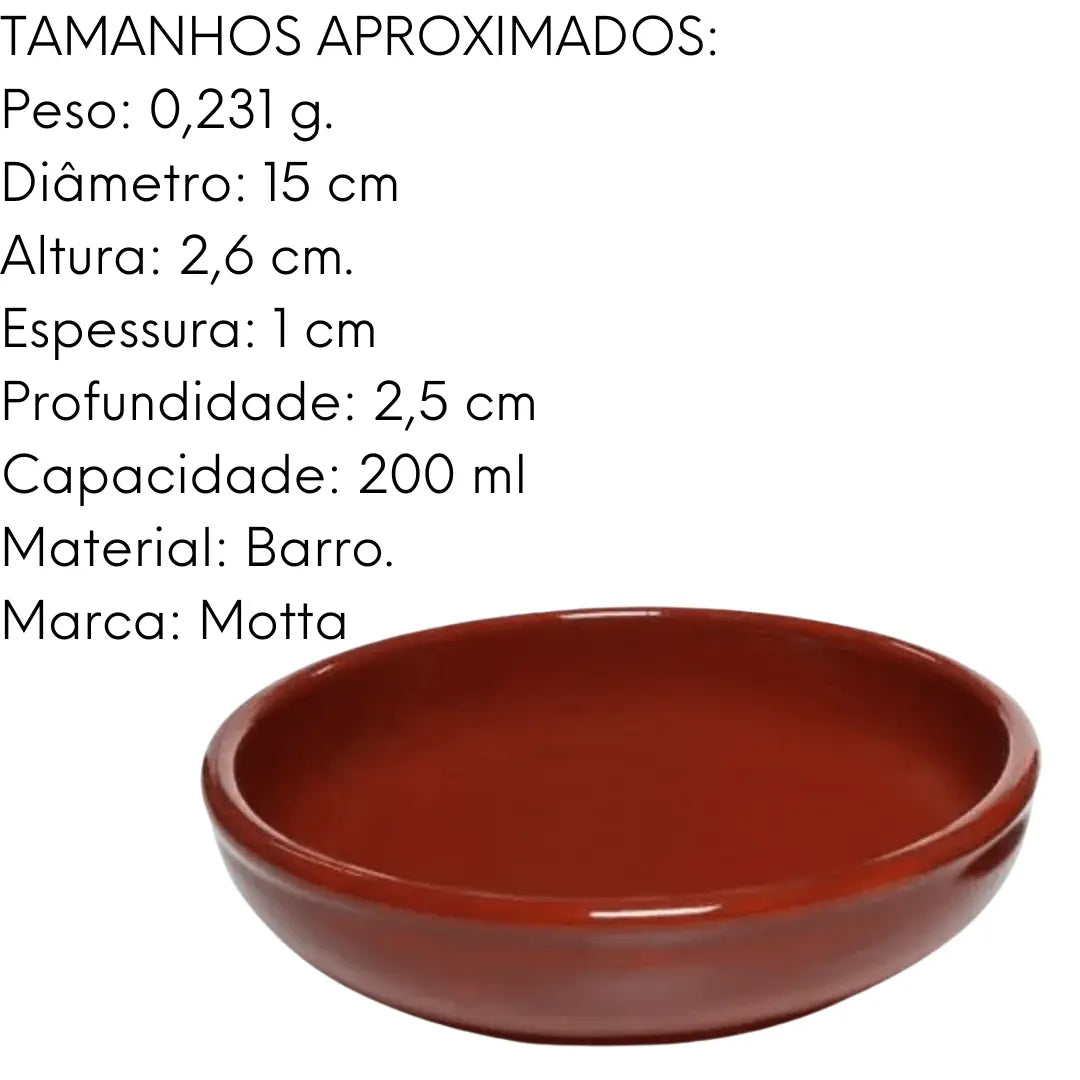 Prato Assadeira Marrom Barro P/ Feijoada 200ml Motta