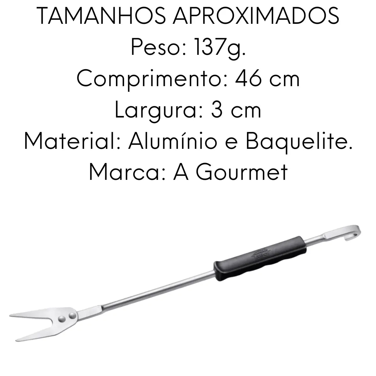 Garfo Hotel 2 Dentes Aluminio Baquelite 46 cm ABC