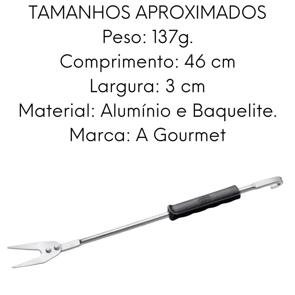 Garfo Hotel 2 Dentes Aluminio Baquelite 46 cm ABC