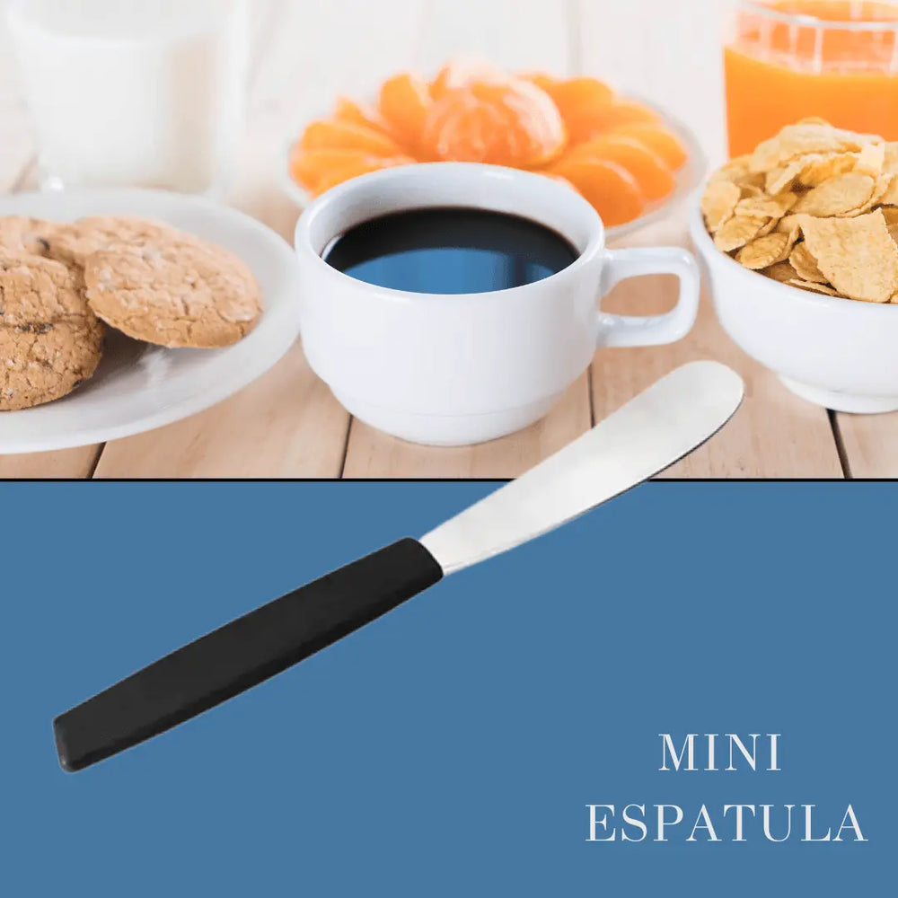 Mini Espatula Inox Cabo Plastico Preto Manteiga Original