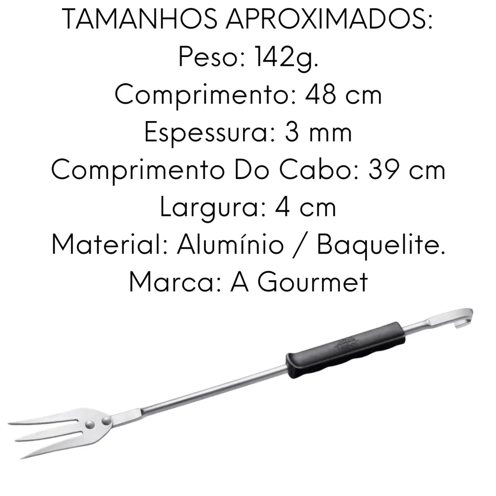 Garfo Hotel C/ Cabo Baquelite 3 Dentes De Alumínio ABC