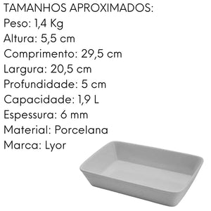 Travessa Assadeira 1,9L Porcelana Linea Forma Lyor