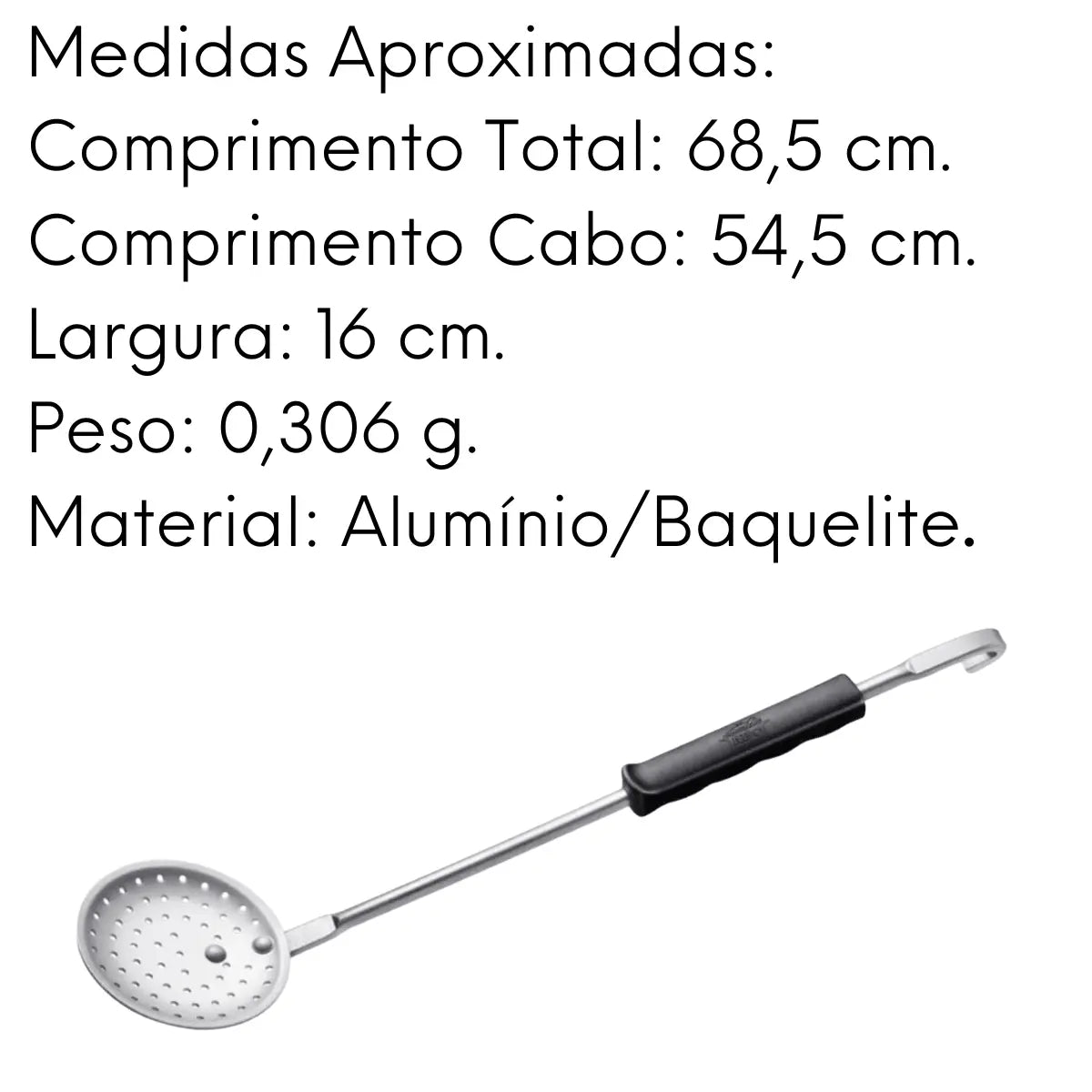 Escumadeira Hotel Alumínio N16 Cabo Baquelite ABC