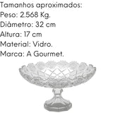 Centro de Mesa com Pé Diamond de Vidro Lyor