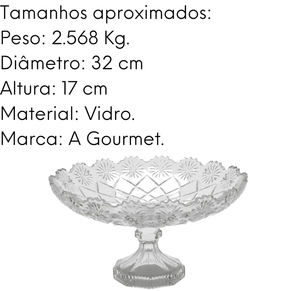 Centro de Mesa com Pé Diamond de Vidro Lyor