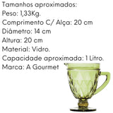 Jarra Diamond Verde com 20 cm e 1 Litros Lyor
