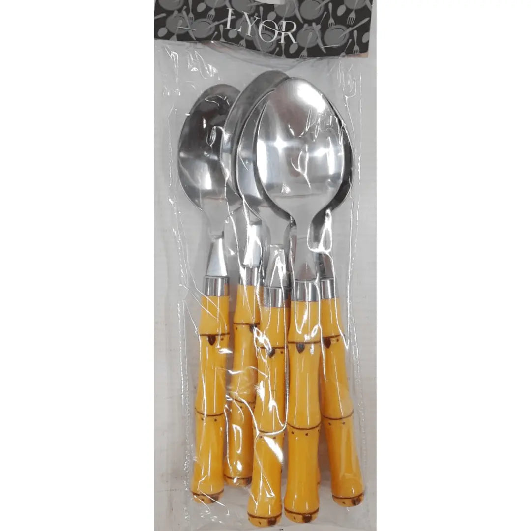 Conjunto Com 6 Colher Chá Cabo Bambu Lyor 16,5cm Lyor
